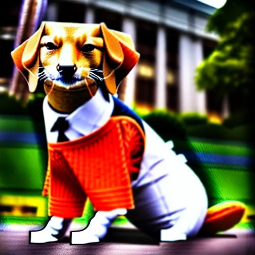 Prompt: dog in formal suit