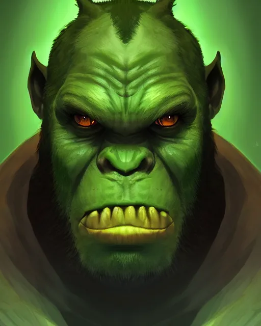 Image similar to « a portrait of a green orc, a character portrait by paul kelpe, reddit contest winner, sots art, ilya kuvshinov, 2 d game art »