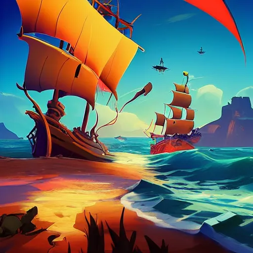 Image similar to painting treasure on sea of thieves game smooth median photoshop filter cutout vector, behance hd by jesper ejsing, by rhads, makoto shinkai and lois van baarle, ilya kuvshinov, rossdraws global illumination