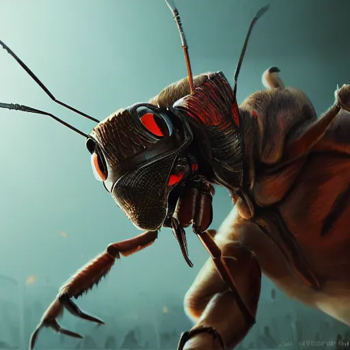 Image similar to cricket insect, style game square enix life, trending on artstation, painted by greg rutkowski, render naughty dog, octane render, detailed