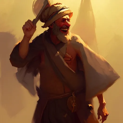 Image similar to a happy merchant jew, by greg rutkowski, artstation, by artgerm, by wlop