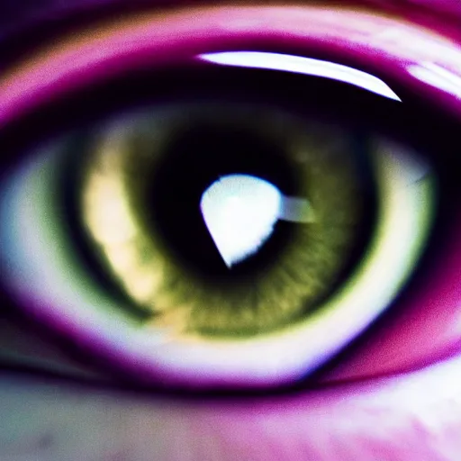 Prompt: very closeup shot, photo of an city inside girls' eye iris , award winning shot