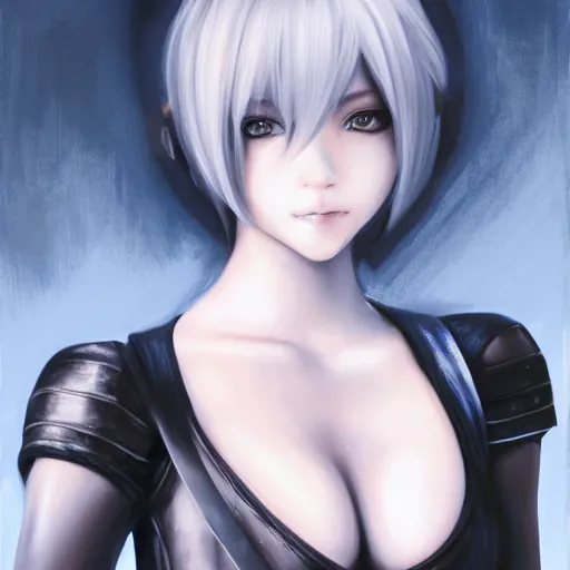 Image similar to realistic painting of 2B