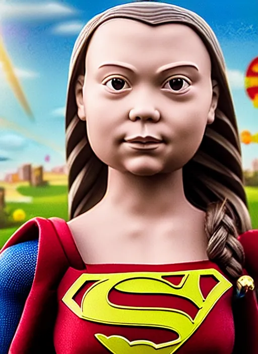 Prompt: highly detailed closeup, face profile portrait of a tin toy greta thunberg as supergirl as a fairytale princess wearing a crown, bikini, unreal engine, nicoletta ceccoli, mark ryden, earl norem, lostfish, global illumination, detailed and intricate environment