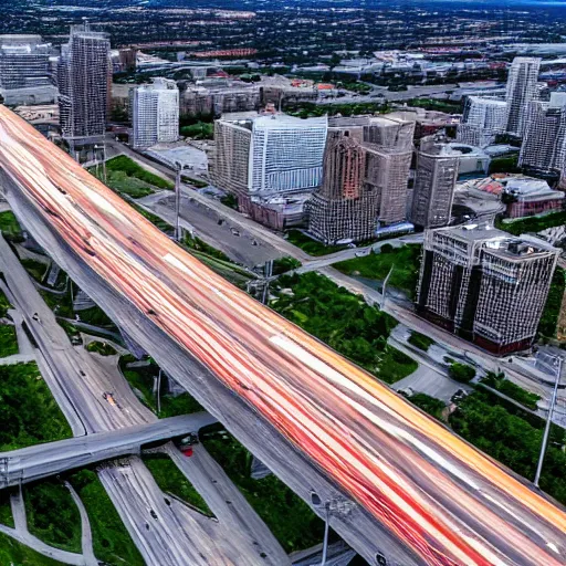 Prompt: drone shot of i90 highway in chicago