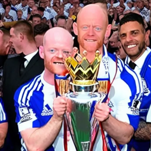 Prompt: max branning lifting the premier league trophy