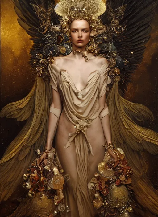 Prompt: highly detailed oil painting | very intricate | cinematic lighting | award - winning | divine sixtine chapel angelic ceremonial fashion by alexander mcqueen | by roberto ferri, by tom bagshaw, by j. c. leyendecker and klimt, american romanticism, by austin osman spare, artstation, cgsociety, official art, octane