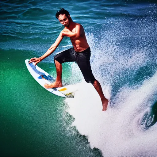 Image similar to a man riding a wave on top of a surfboard, national geographic contest winner, shutterstock contest winner, naturalism, behance hd