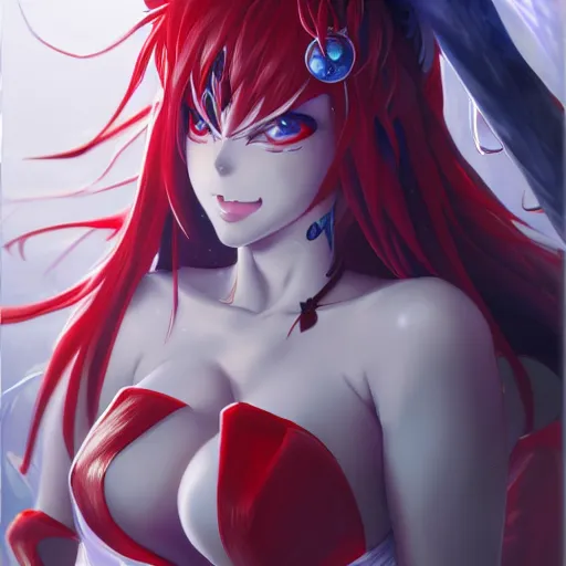 Image similar to anime portrait of Rias Gremory as a shaman yedi using dark force to eliminate trump as an anime antagonist by Stanley Artgerm Lau, WLOP, Rossdraws, James Jean, Andrei Riabovitchev, Marc Simonetti, and Sakimichan, trending on artstation