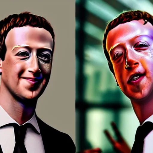 Prompt: mark zuckerberg with face tattoo