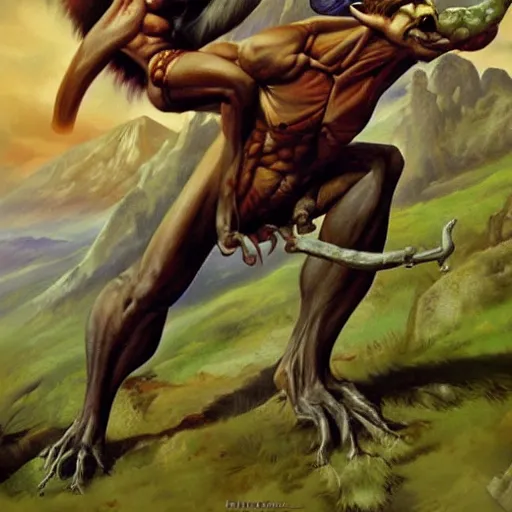 Prompt: creatures lurking in the Carpathian mountains, Boris Vallejo