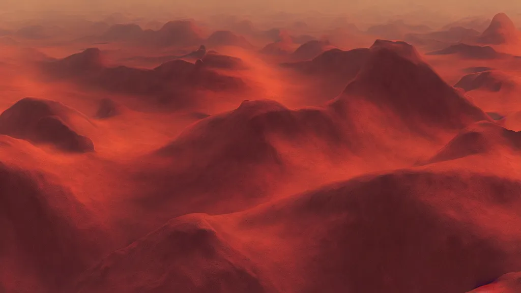 Prompt: otherworldly atmosphere of an alien mountain red desert planet by zaha hadid and arthur haas and bruce pennington and john schoenherr, cinematic matte painting, 8 k dark moody colors