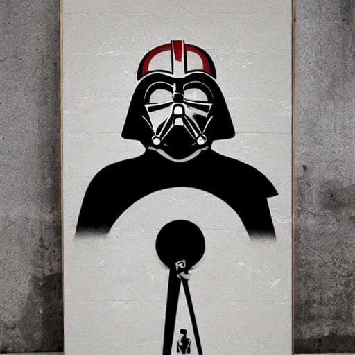 Image similar to poster film star wars in banksy style