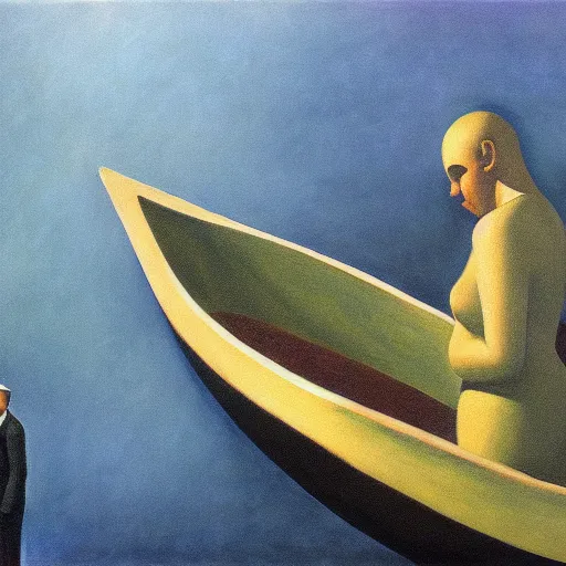 Image similar to twenty thousand leagues under the sea, grant wood, pj crook, edward hopper, oil on canvas