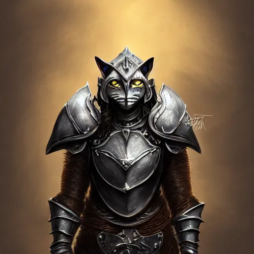 Prompt: a painting of a noble khajiit knight paladin from skyrim, intricate fractal armor, concept art, high detail, 8 k wallpaper, fantasy, trending on artstation