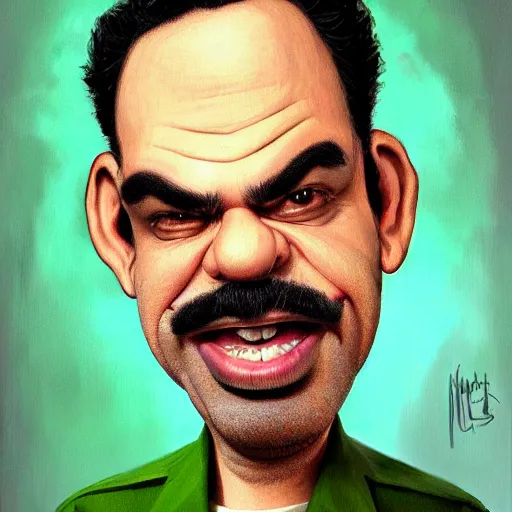 Prompt: caricature, claymation, luis guzman as luigi wearing green, painted by tom lovell, wlop, artgerm, dishonored 2,