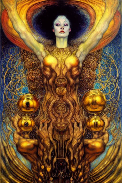 Image similar to Divine Chaos Engine by Karol Bak, Jean Delville, William Blake, Gustav Klimt, and Vincent Van Gogh, symbolist, visionary