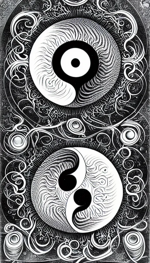 Prompt: Abstract representation of ying Yang concept, by Ernst Haeckel