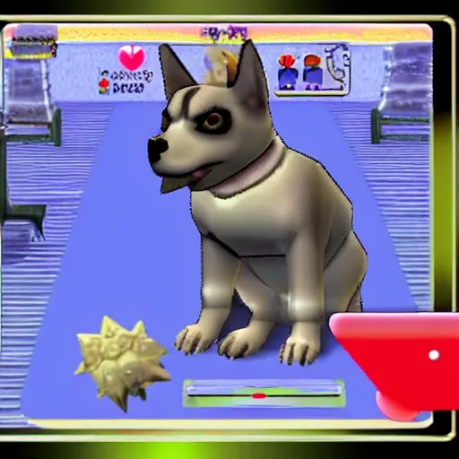 Image similar to a dog turning into a corrupted satan, nintendogs gameplay