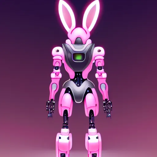 Prompt: concept art of a cybernetic robot pink rabbit. bunny robot cyborg extremely detailed in inricate, iconic character, gapmoe yandere grimdark, butterfly trending on pixiv fanbox, painted by greg rutkowski makoto shinkai takashi takeuchi studio ghibli, akihiko yoshida