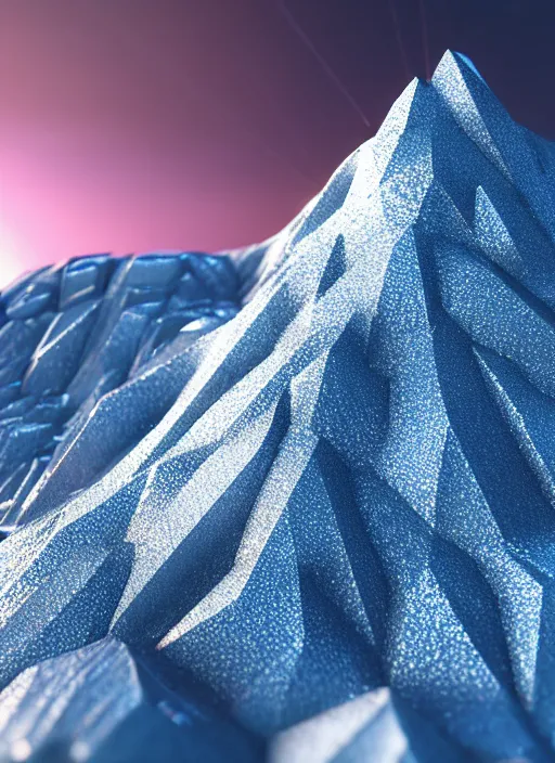 Prompt: mountain made of swarovski crystals, macro photography, 8 k, unreal engine, octane render, hyperrealistic, intricate details, rim light, rtx, no bokeh