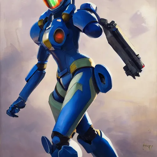 Image similar to greg manchess portrait painting of armored zero suit samus aran as overwatch character, medium shot, asymmetrical, profile picture, organic painting, sunny day, matte painting, bold shapes, hard edges, street art, trending on artstation, by huang guangjian, gil elvgren, ruan jia, greg rutkowski, gaston bussiere