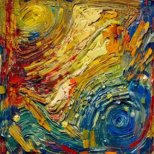 Image similar to oil paint impasto relief, beautiful sea of marbles, multi layered thick brush marks, some splattered paint, in the style of ivan shishkin and frank auerbach and van gogh