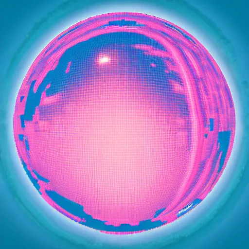 Prompt: a planet made out of pixelated pig faces, neon pink background, 4k resolution