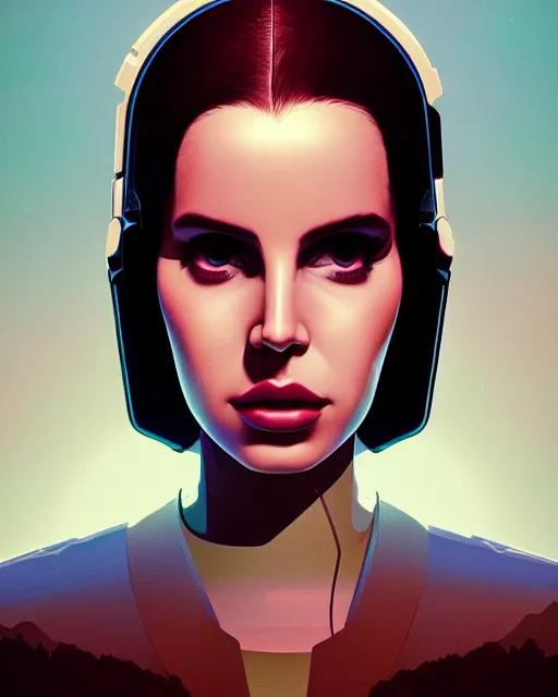Image similar to portrait of lana del rey as a cyborg. intricate abstract. key art. game art. concept art. intricate artwork. by tooth wu, wlop, beeple, dan mumford. 8 k octane render, trending on artstation, greg rutkowski very coherent symmetrical artwork. cinematic, hyperrealism, very detailed, iridescent accents