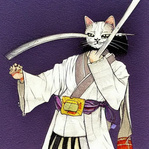 Image similar to a cat samurai by takehiko inoue