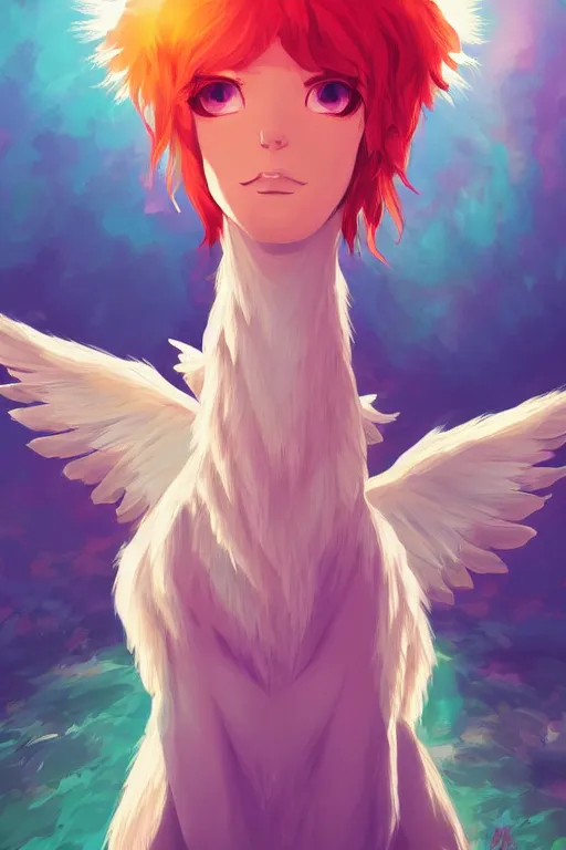 Image similar to Llama angel of sunrise, llama anime portrait, llama anthro portrait, style of duelyst, by Ilya Kuvshinov, anton fadeev, llama, nicola salvior, llama, llama, llama all the way, anthro masterpiece, daily deviation