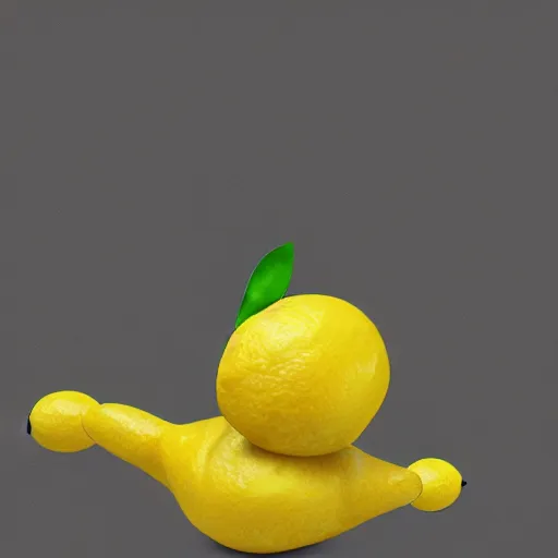 Image similar to a lemon with arms and legs with muscles, photorealistic, digital art,