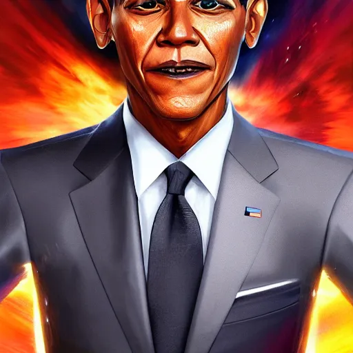 Image similar to full body elegant portrait of a chimera fusion of son goku and barack obama, gta art, gta cover art, realistic art, unreal engine 5 art, d & d design