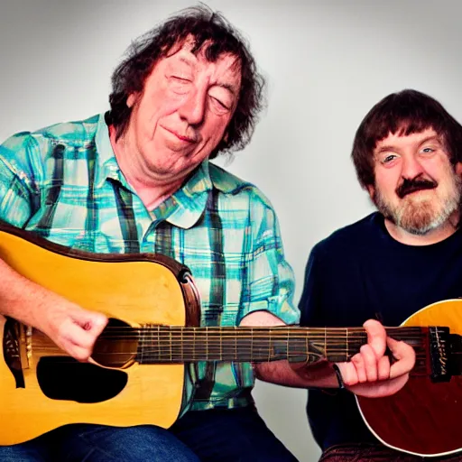 Image similar to folk guitarist bert jansch meets peter griffin