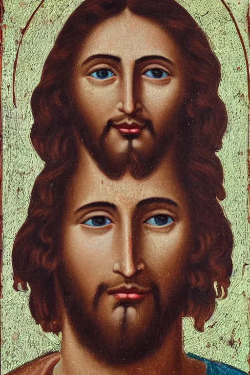 Image similar to Portrait of Jesus with traces of chocolate around his mouth, 8k, photorealism