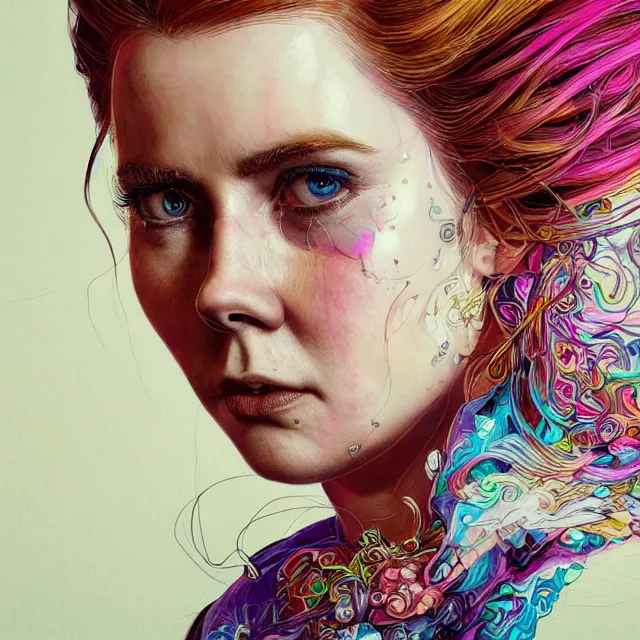 Image similar to the portrait of chaotic neutral colorful female amy adams as absurdly beautiful, gorgeous, elegant, playful, sensual woman, an ultrafine hyperdetailed illustration by kim jung gi, irakli nadar, intricate linework, bright colors, octopath traveler, final fantasy, unreal engine 5 highly rendered, global illumination, radiant light, detailed and intricate environment