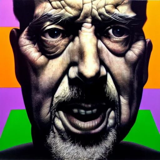 Image similar to ethos of ego. mythos of id. by chuck close, hyperrealistic photorealism acrylic on canvas