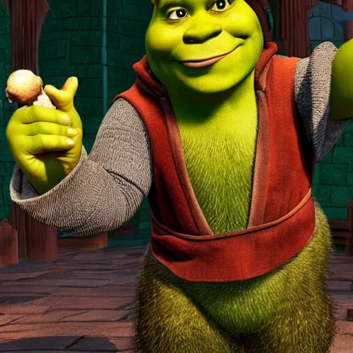 Prompt: shrek dressed as a wizard