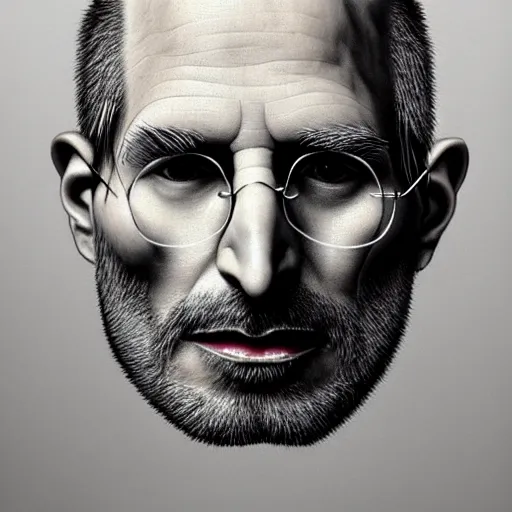 Image similar to apples arranged in the shape of a face resembling steve jobs, fantasy, intricate, elegant, highly detailed, lifelike, photorealistic, digital painting, artstation, illustration, smooth, sharp focus, art by giuseppe arcimboldo