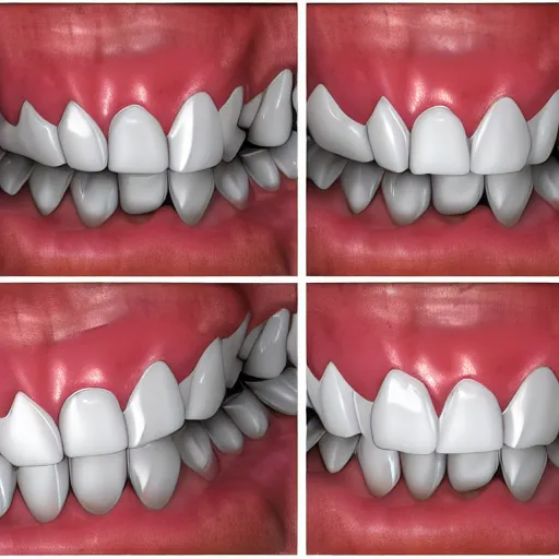 Image similar to poorly rendered 3 d set of teeth