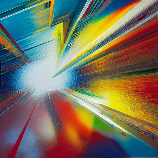 Image similar to abstract art representing momentum, oil painting by john berkey and gabriel dawe, masterwork