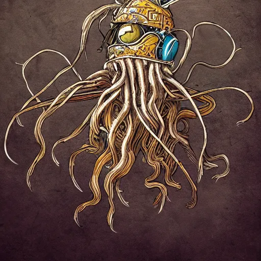 Prompt: flying spaghetti monster with the pope, artstation, fantasy