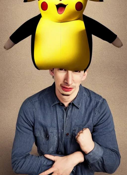 Image similar to adam driver as pikachu