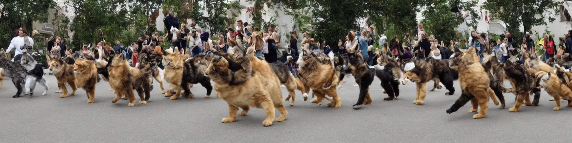 Prompt: infinite furry conga line