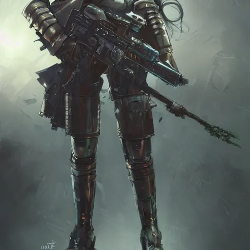 Image similar to portrait of a warhammer 4 0 k miku hatsune, epic, tragic, military art, fantasy, dieselpunk, hd shot, digital portrait, beautiful, artstation, comic style, by artgerm, guy denning, jakub rozalski, magali villeneuve and charlie bowater