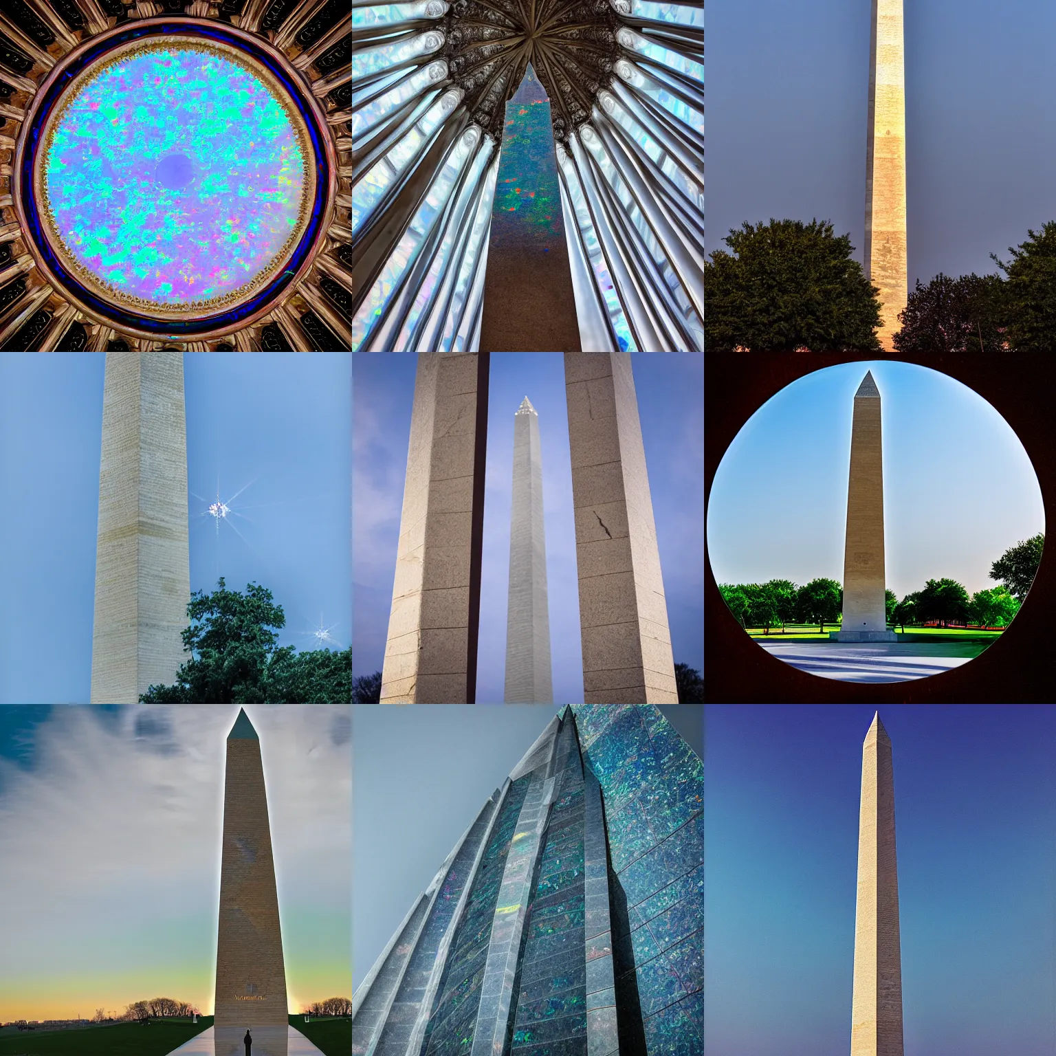 Prompt: the washington monument made out of iridescent opal, fine art photography, geode, cinematic