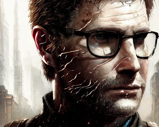 Image similar to highly detailed portrait of albert wesker, in the last of us, stephen bliss, unreal engine, fantasy art by greg rutkowski, loish, rhads, ferdinand knab, makoto shinkai and lois van baarle, ilya kuvshinov, rossdraws, tom bagshaw, global illumination, radiant light, detailed and intricate environment