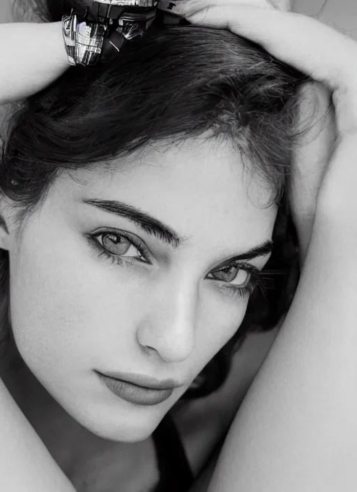 Image similar to portrait of a beautiful 20-year-old Italian woman by Mario Testino, close up, detailed, award winning, Sony a7R