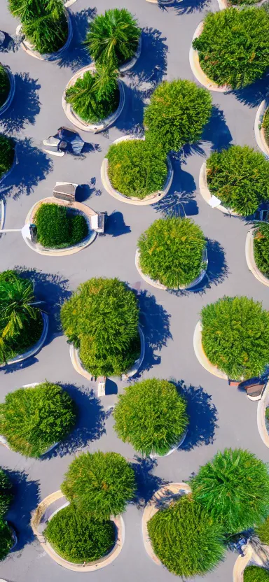 Prompt: aerial photo of sidewalk with palm trees, by shunji dodo, 8 k resolution, photo, high quality