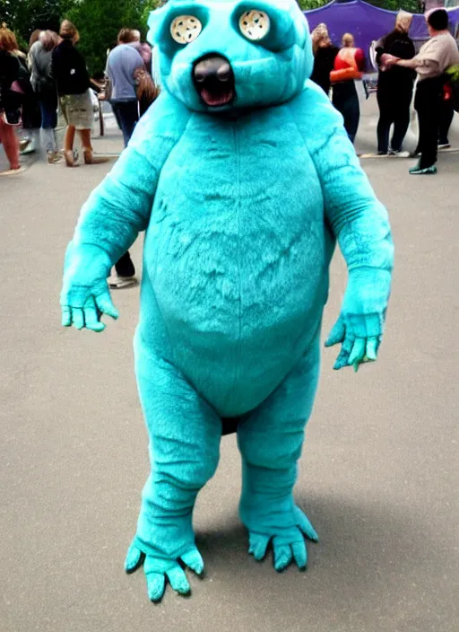 Image similar to Scientifically accurate tardigrade fursuit worn for the 2008 furry convention, velvety and cute, multiple legs, vegetarian